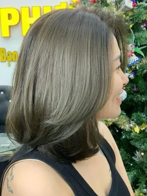 Perm-Straighten-Color Short Hair Above Shoulders (4-Step Combo)