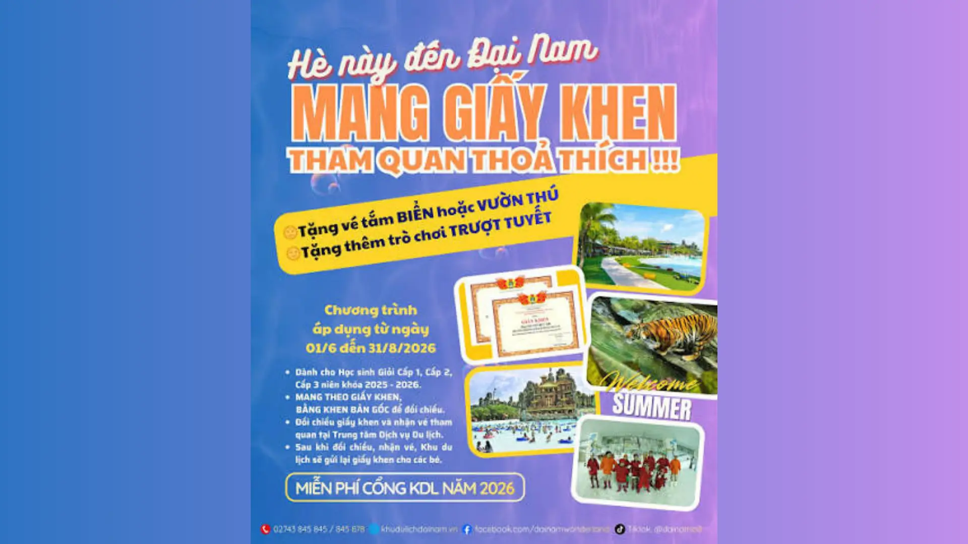 ĐẠI NAM MIỄN PHÍ VÉ CHO TOÀN DU KHÁCH!